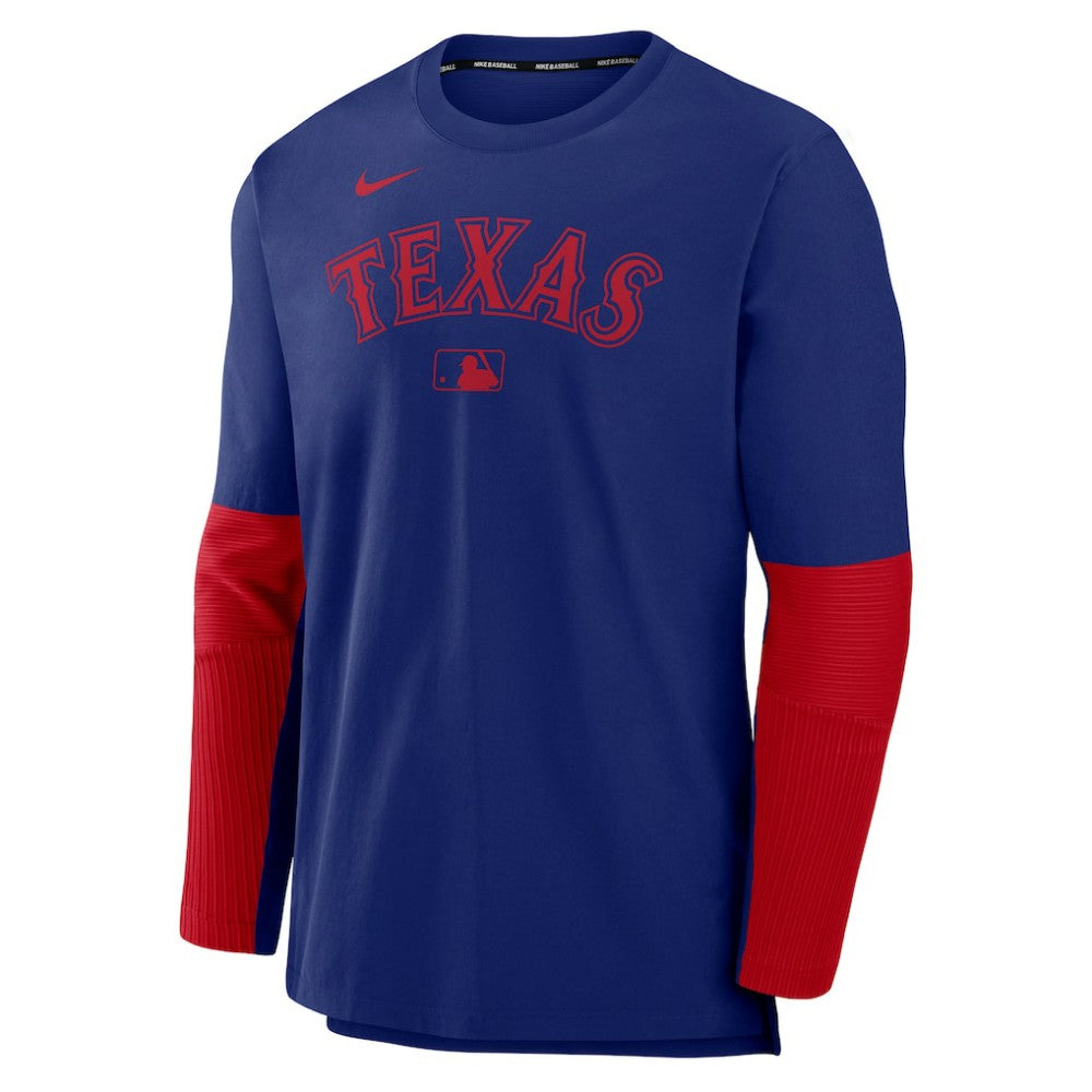 Texas Rangers Authentic Collection Player Dri-FIT Lightweight Pullover  - Royal/Red | Nike