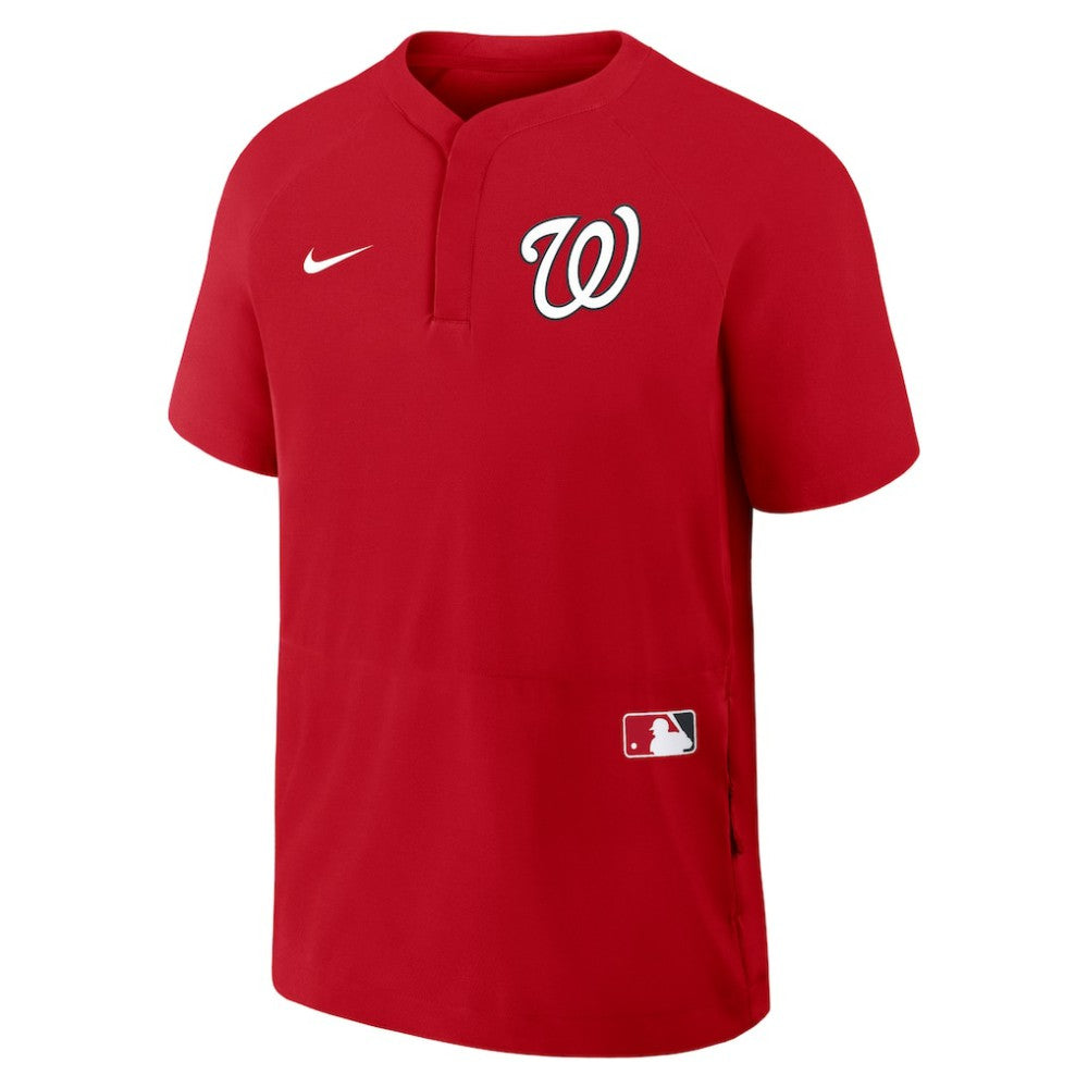 Washington Nationals Authentic Collection Raglan Short Sleeve Windshirt - Red | Nike