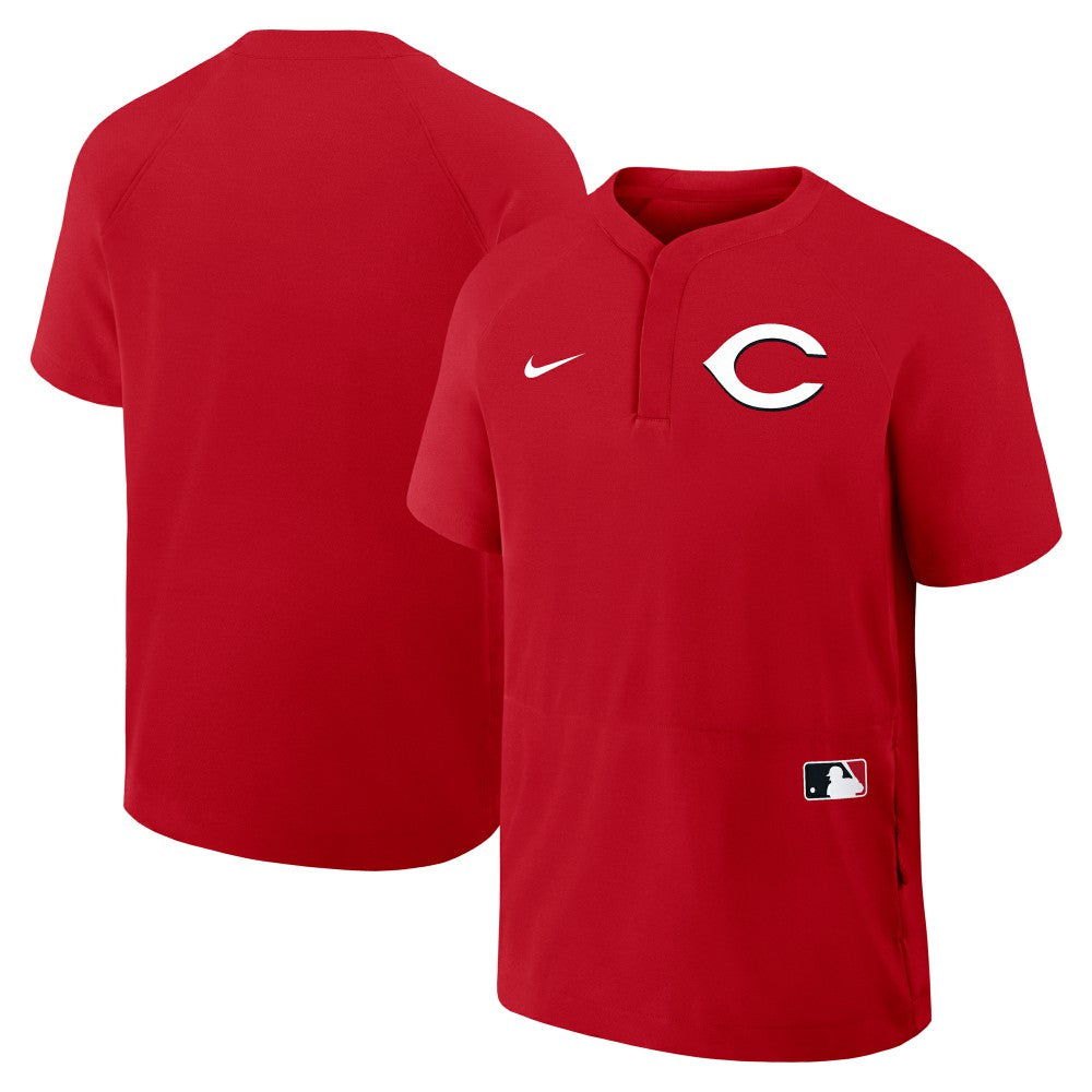 Cincinnati Reds Authentic Collection Raglan Short Sleeve Windshirt - Red | Nike