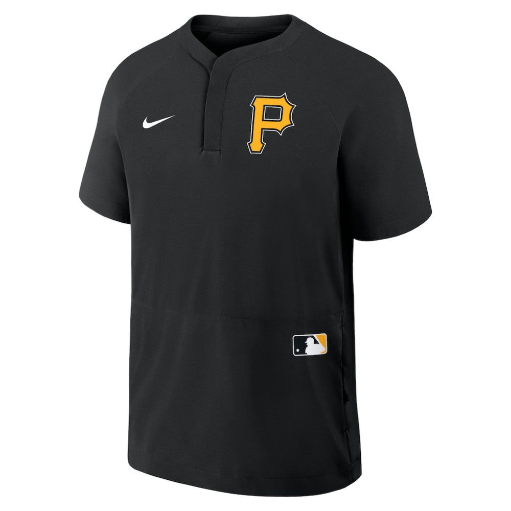 Pittsburgh Pirates Authentic Collection Raglan Short Sleeve Windshirt - Black | Nike