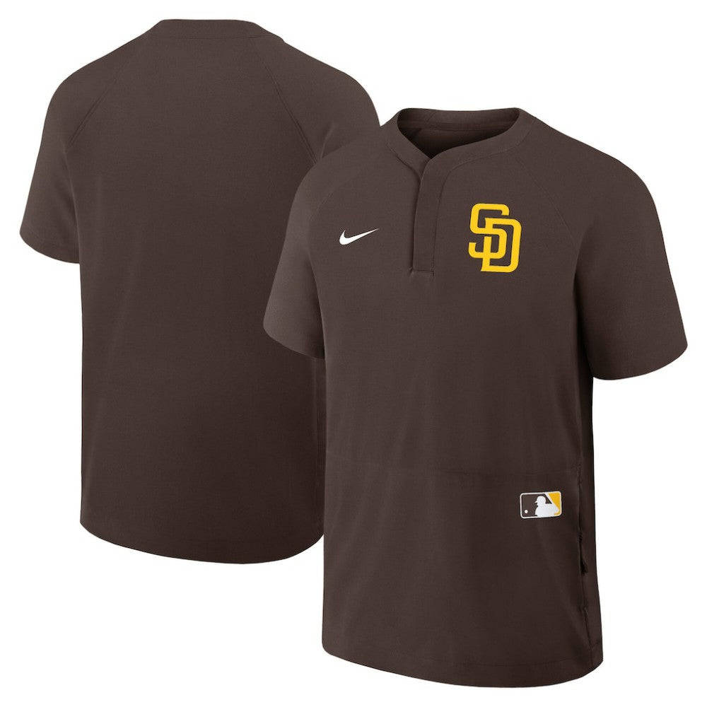 San Diego Padres Authentic Collection Raglan Short Sleeve Windshirt - Brown | Nike