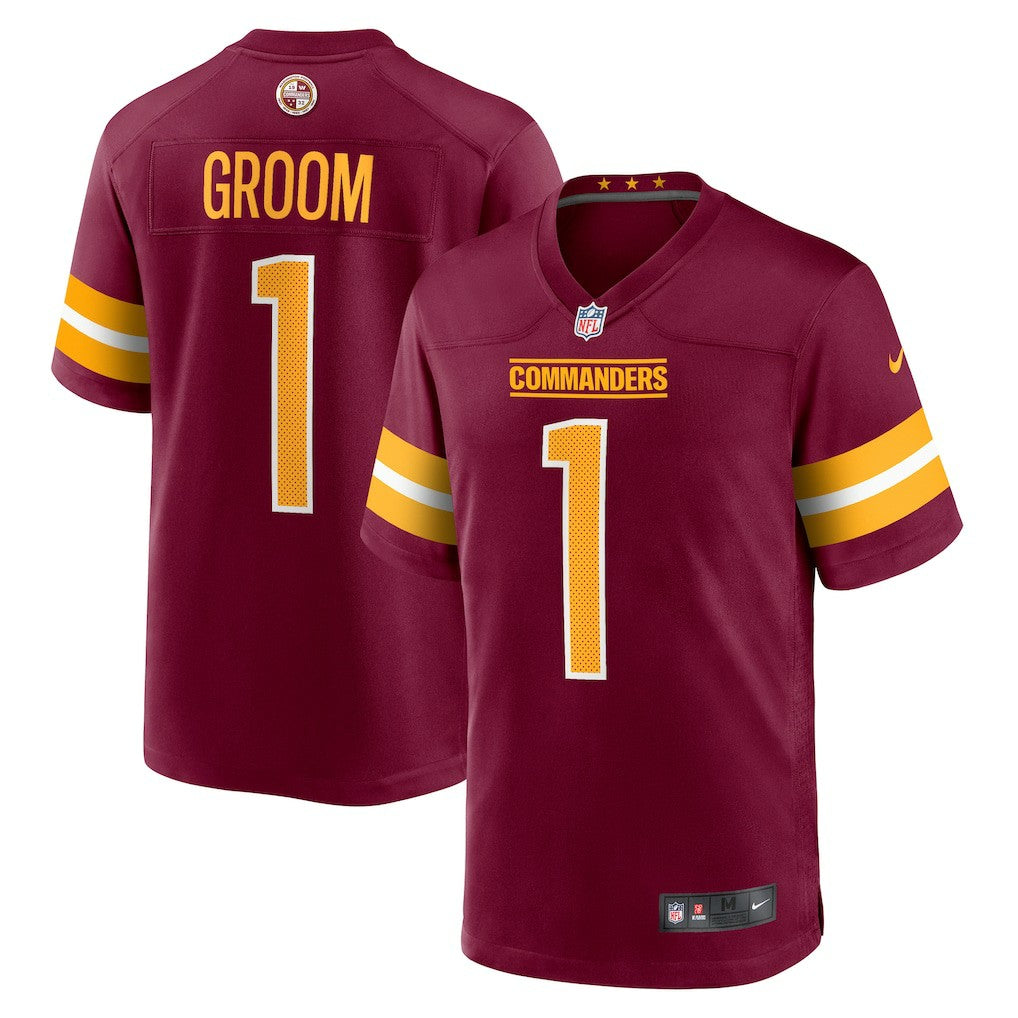 Number 1 Groom Washington Commanders Game Jersey - Burgundy | Nike discount