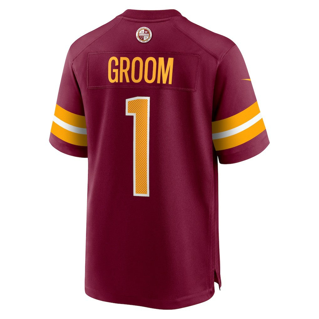 Number 1 Groom Washington Commanders Game Jersey - Burgundy | Nike discount