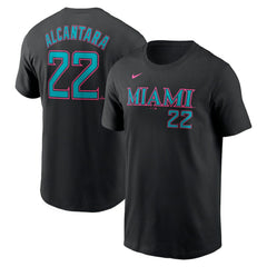 Sandy Alcantara Miami Marlins 2025 City Connect Fuse Name & Number T-Shirt - Black | Nike