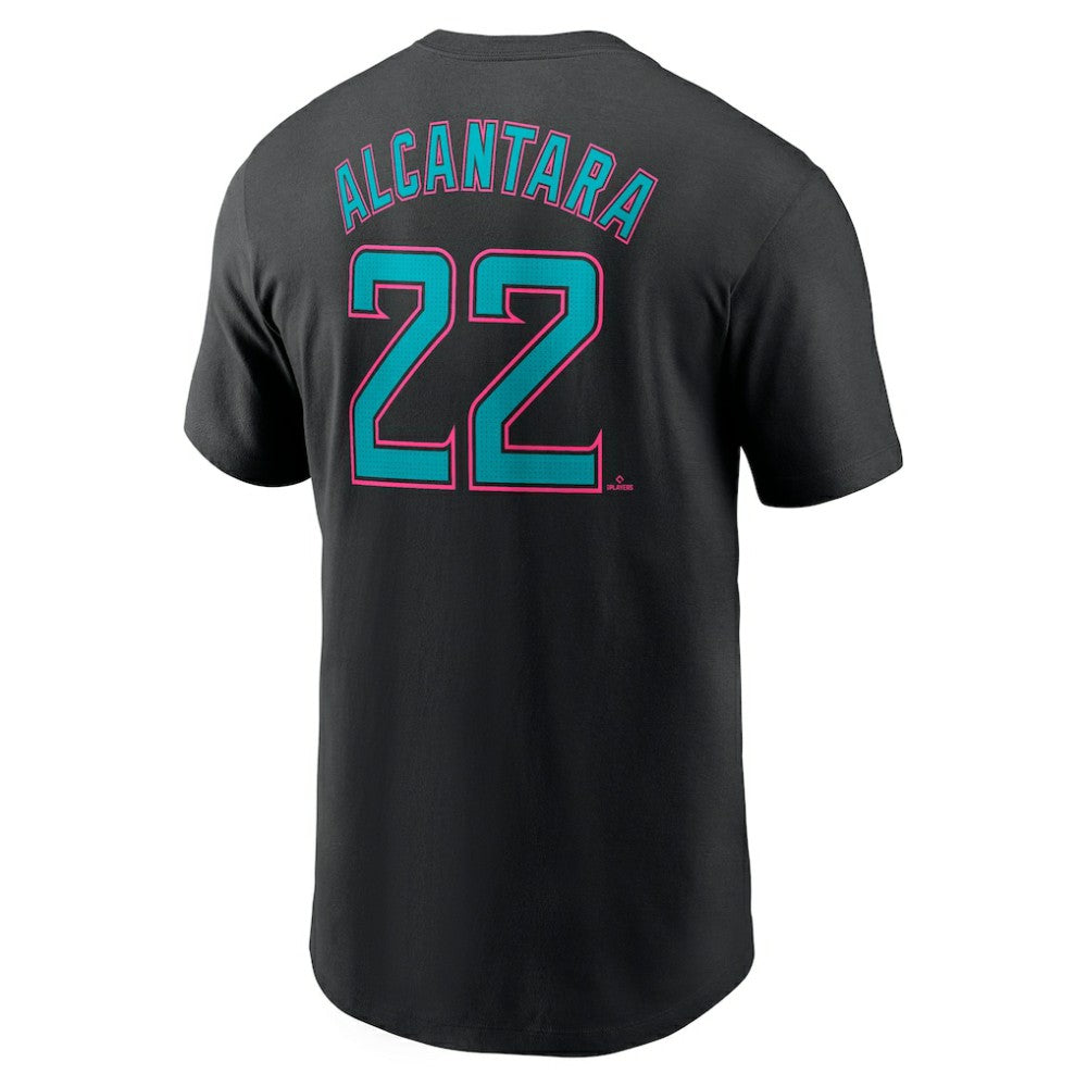 Sandy Alcantara Miami Marlins 2025 City Connect Fuse Name & Number T-Shirt - Black | Nike