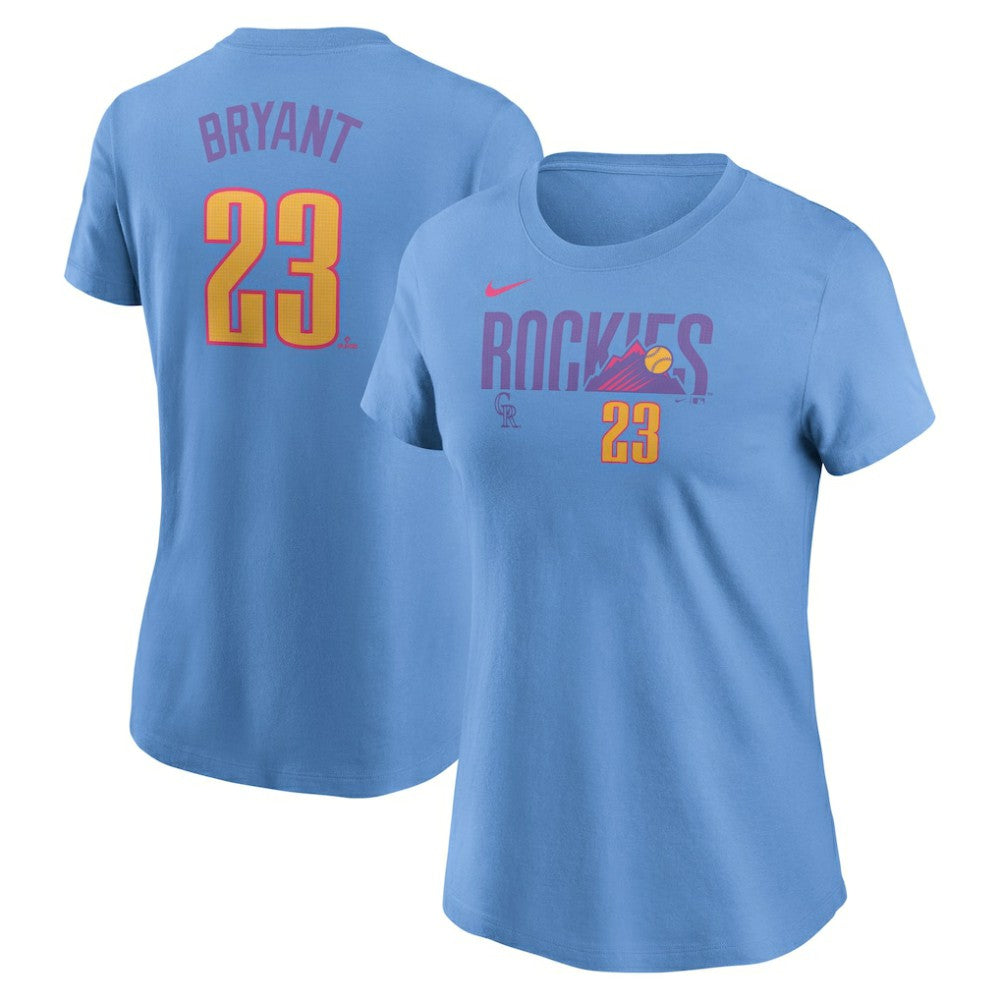Kris Bryant Colorado Rockies Women's 2025 City Connect Fuse Name & Number T-Shirt - Light Blue | Nike