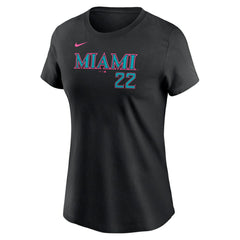 Sandy Alcantara Miami Marlins Women's 2025 City Connect Fuse Name & Number T-Shirt - Black | Nike