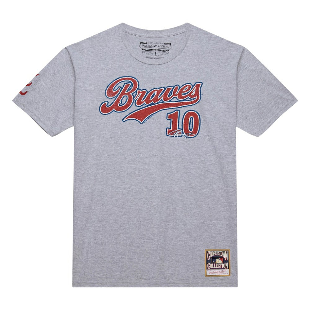 Chipper Jones Atlanta Braves Cooperstown Collection Player T-Shirt - Heather Gray | Mitchell & Ness