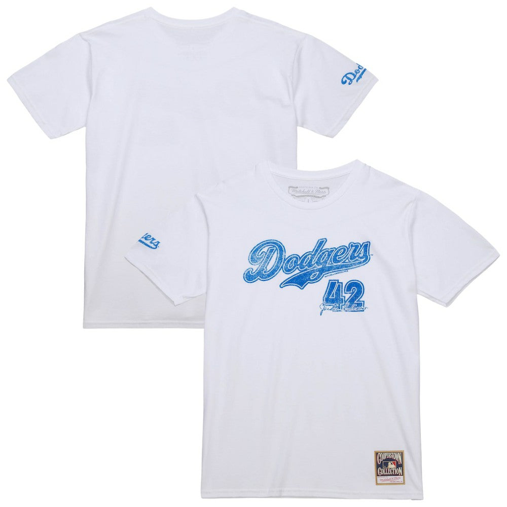 Jackie Robinson Los Angeles Dodgers Cooperstown Collection Player T-Shirt - White | Mitchell & Ness