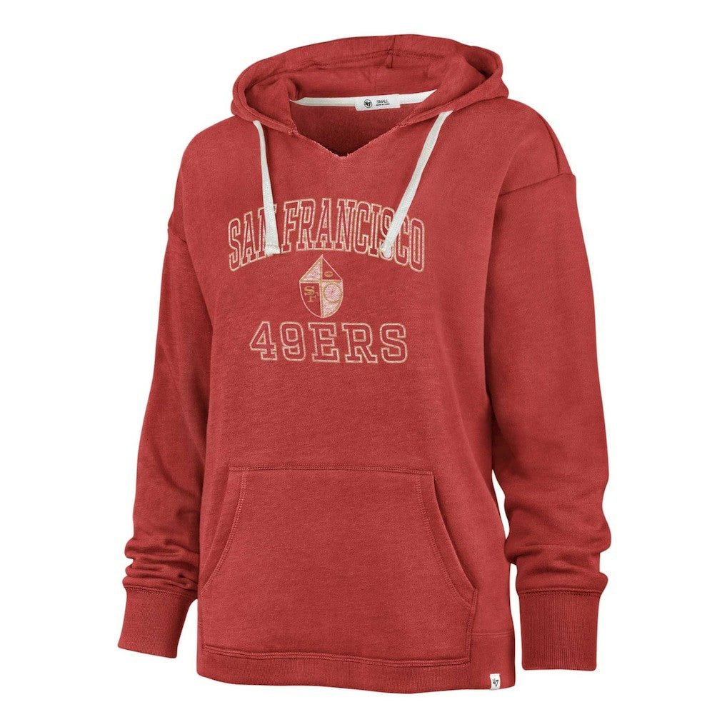 San Francisco 49ers '47 Women's Plus Size Clarity Kennedy Pullover Hoodie - Scarlet cheap