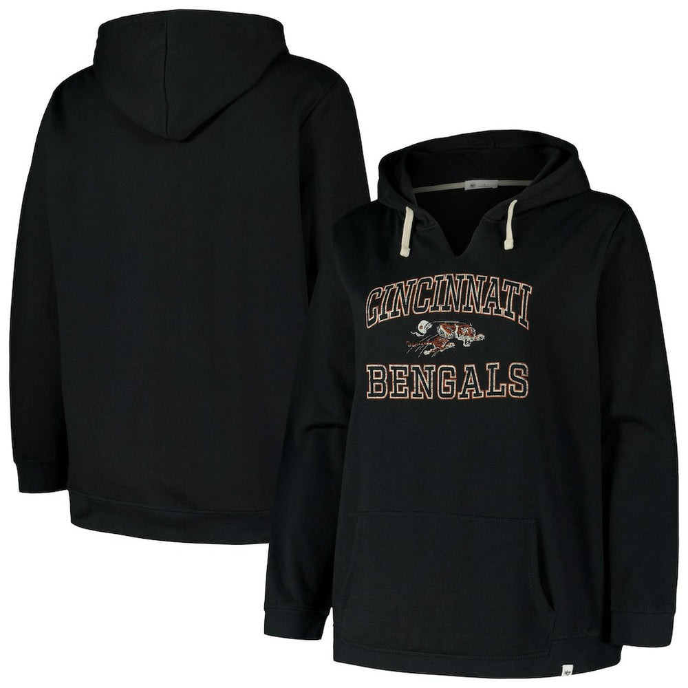 Cincinnati Bengals '47 Women's Plus Size Clarity Kennedy Pullover Hoodie - Black cheap