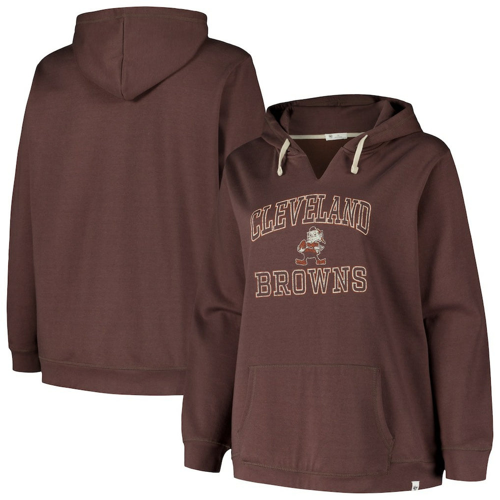 Cleveland Browns '47 Women's Plus Size Clarity Kennedy Pullover Hoodie - Brown sale