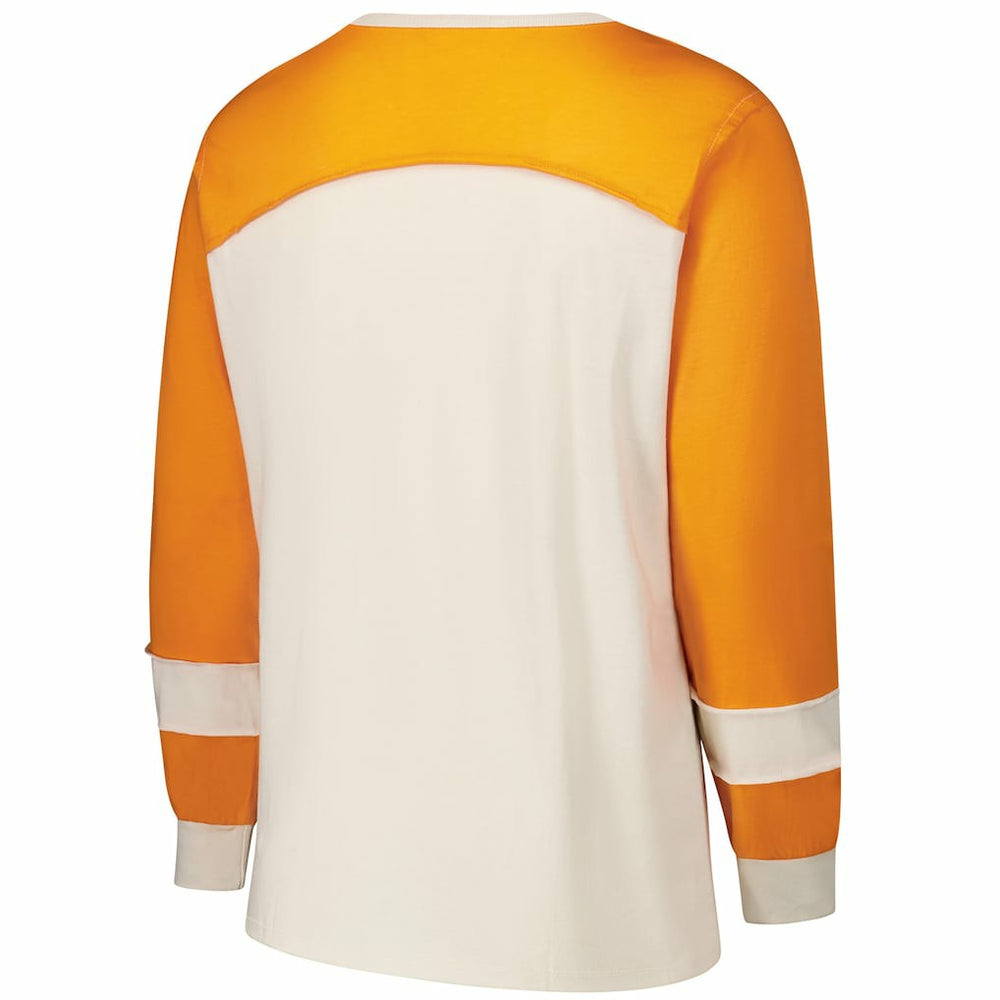 Miami Dolphins '47 Women's Plus Size Double Header Curve Toni Long Sleeve T-Shirt - Cream/Orange online