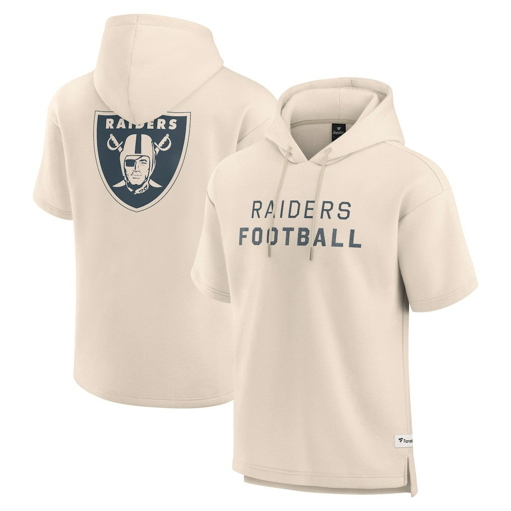 Las Vegas Raiders Elements Future Ground Lettering Short Sleeve Pullover Hoodie - Cream sale