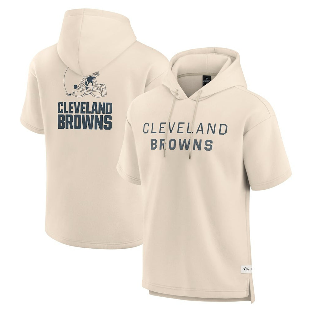 Cleveland Browns Elements Future Ground Lettering Short Sleeve Pullover Hoodie - Cream cheap