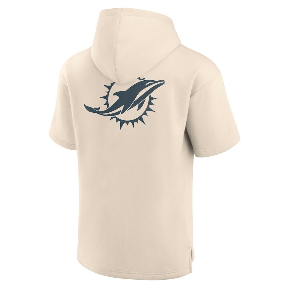 Miami Dolphins Elements Future Ground Lettering Short Sleeve Pullover Hoodie - Cream outlet