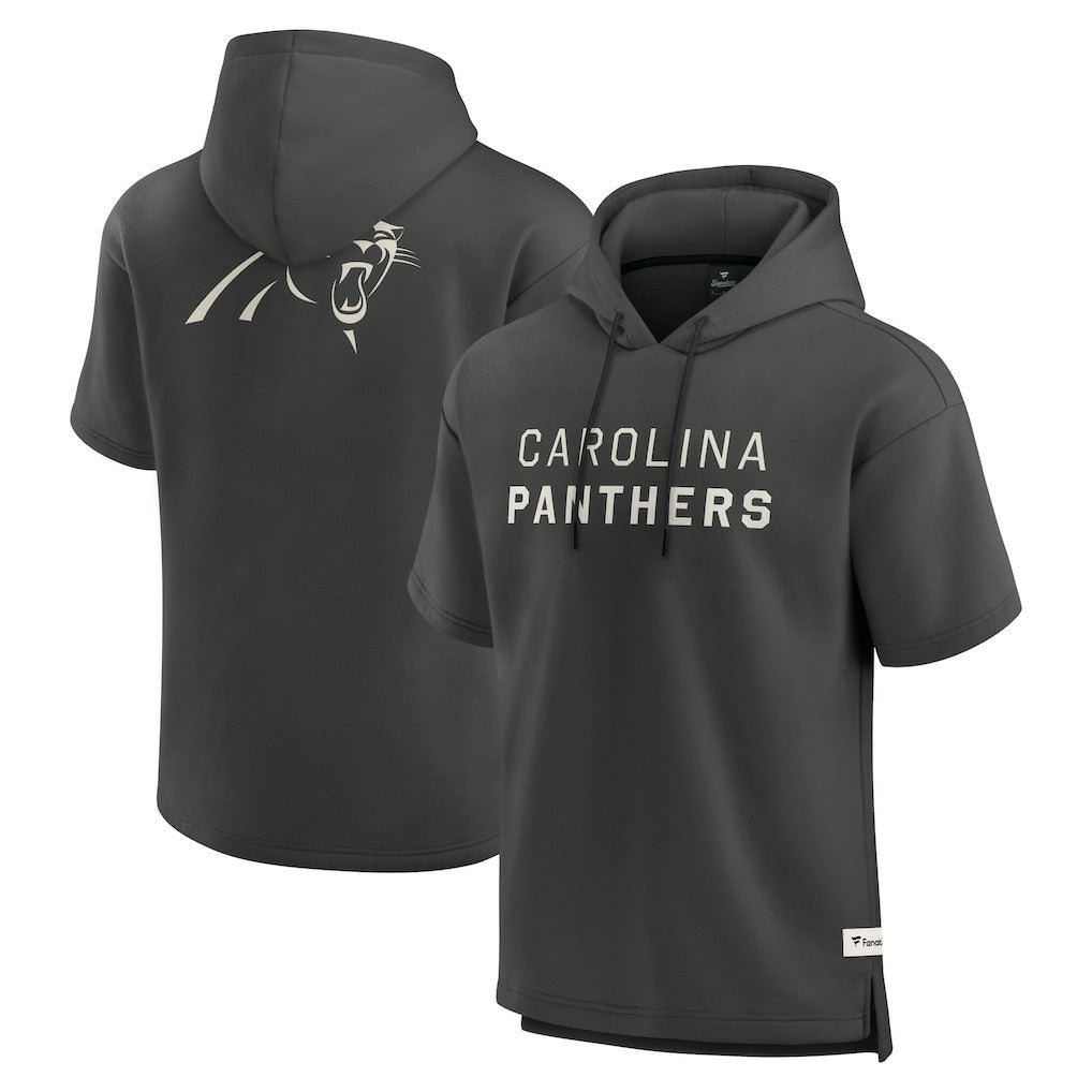 Carolina Panthers Elements Future Ground Lettering Short Sleeve Pullover Hoodie - Charcoal cheap