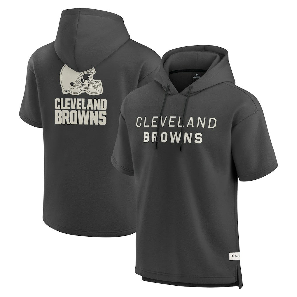 Cleveland Browns Elements Future Ground Lettering Short Sleeve Pullover Hoodie - Charcoal online