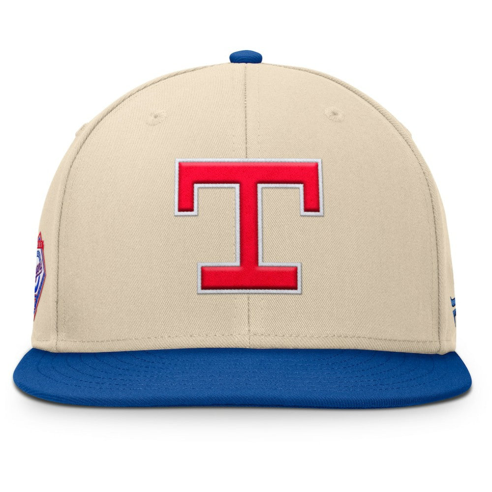 Texas Rangers Cooperstown Collection Bounder Snapback Hat - Natural/Royal