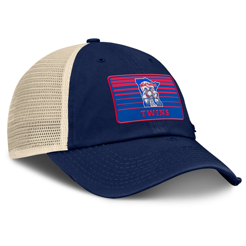 Minnesota Twins Cooperstown Collection Eastbound Mesh Adjustable Hat - Navy/Natural
