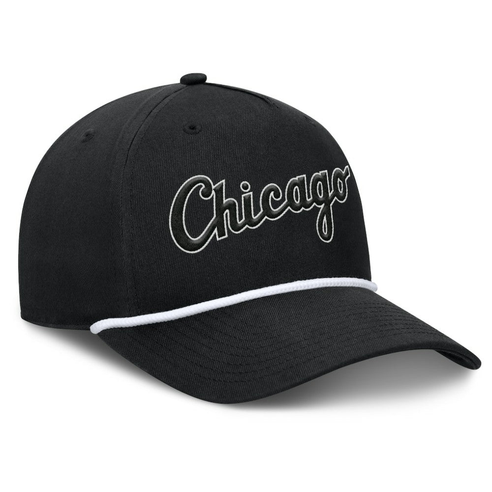 Chicago White Sox Clubhouse Foul Ball A-Frame Adjustable Hat - Black