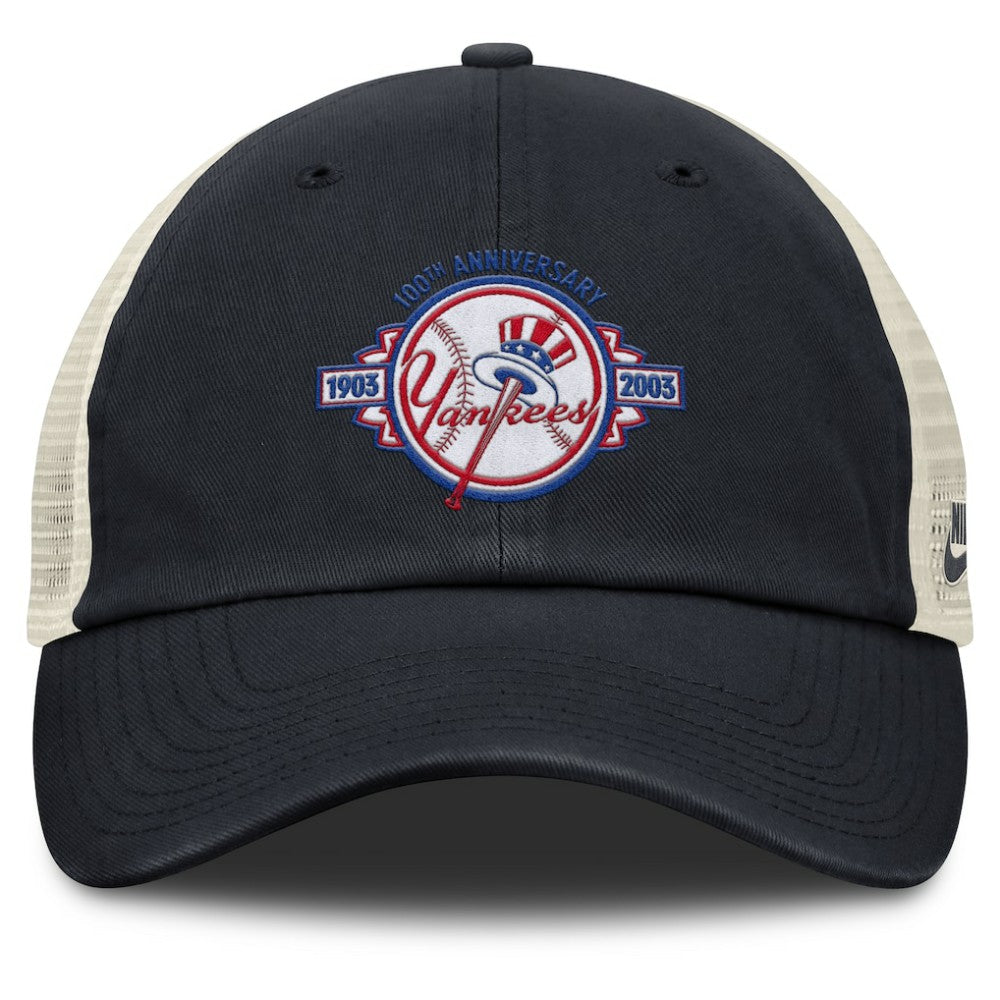 New York Yankees Cooperstown Collection Club Trucker Adjustable Hat - Navy/Natural | Nike