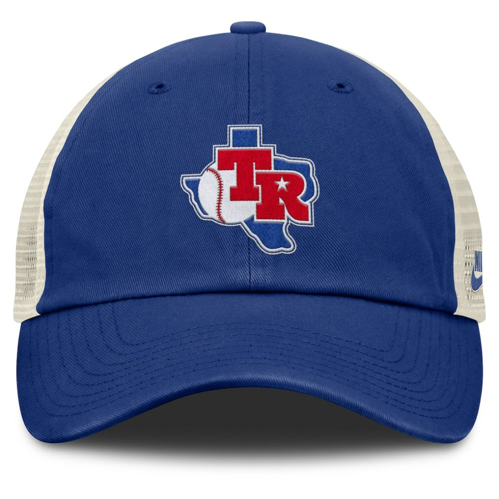Texas Rangers Cooperstown Collection Club Trucker Adjustable Hat - Royal/Natural | Nike