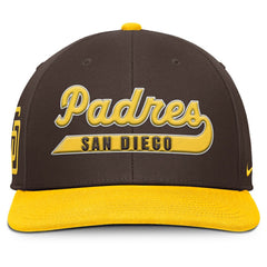 San Diego Padres Pro Performance Snapback Hat - Brown/Gold | Nike