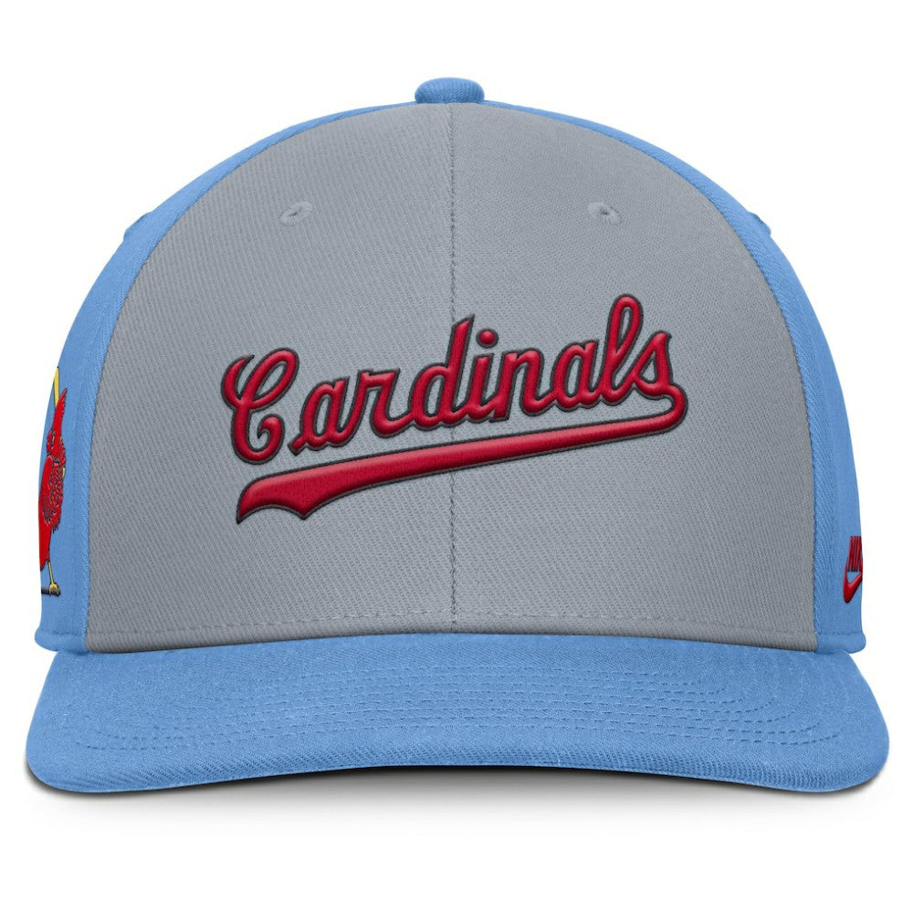 St. Louis Cardinals Pro Performance Snapback Hat - Gray/Light Blue | Nike