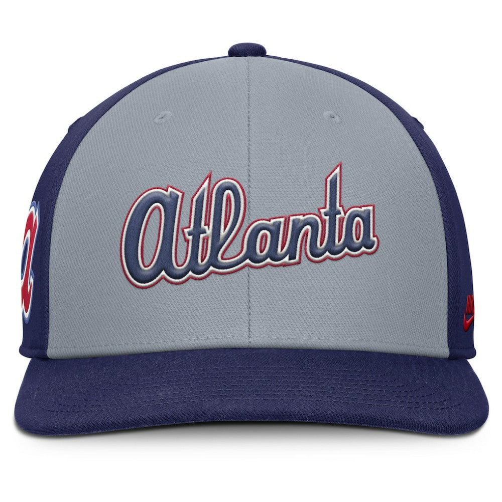 Atlanta Braves Pro Performance Snapback Hat - Gray/Royal | Nike