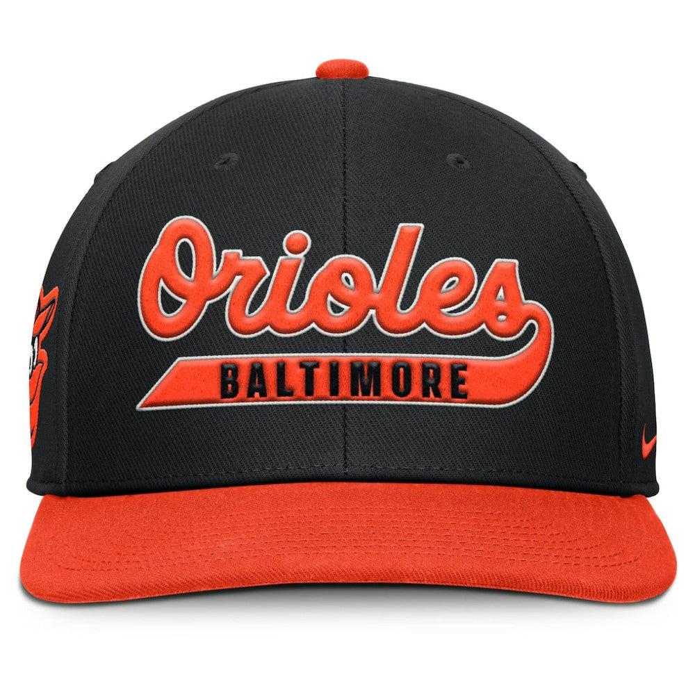 Baltimore Orioles Pro Performance Snapback Hat - Black/Orange | Nike