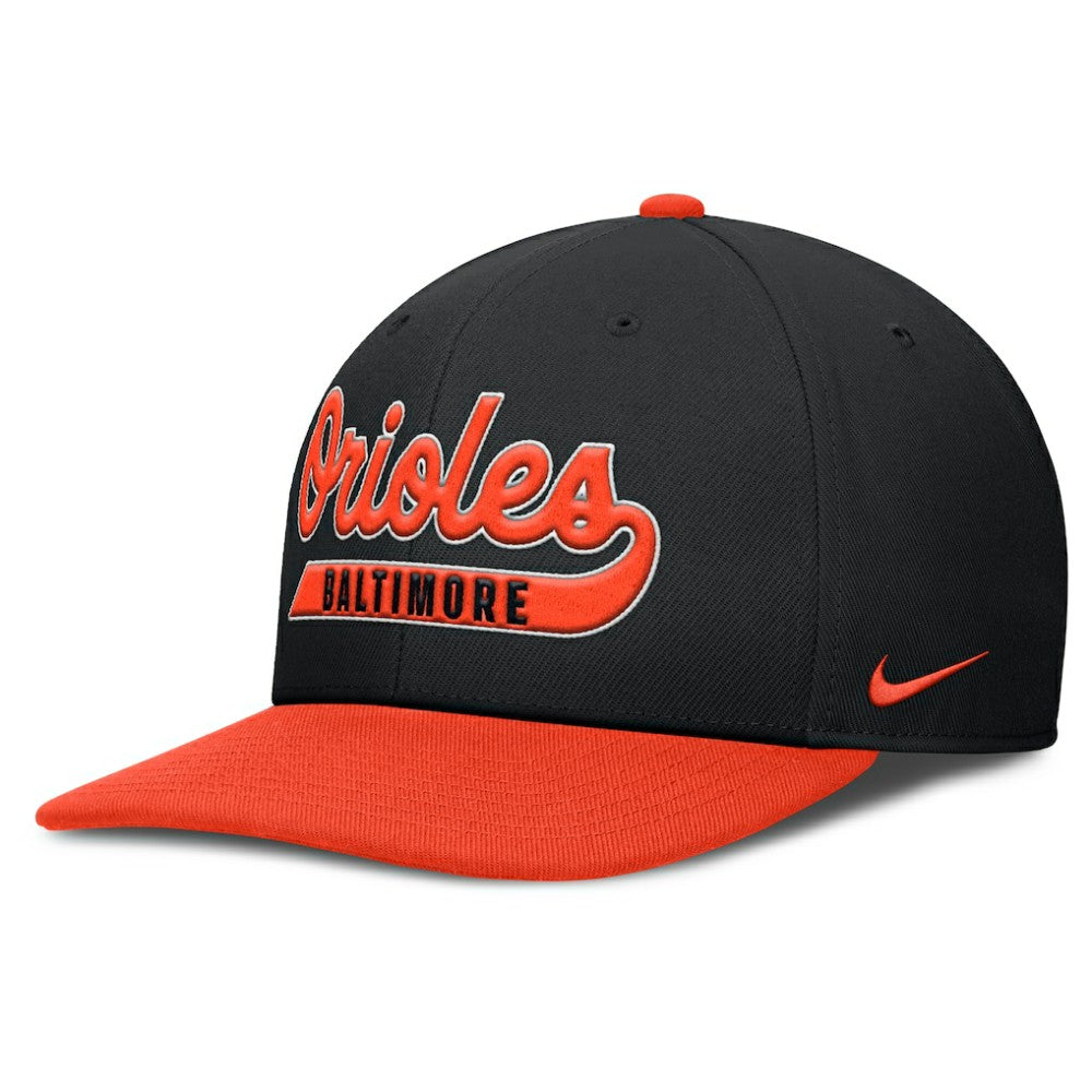 Baltimore Orioles Pro Performance Snapback Hat - Black/Orange | Nike