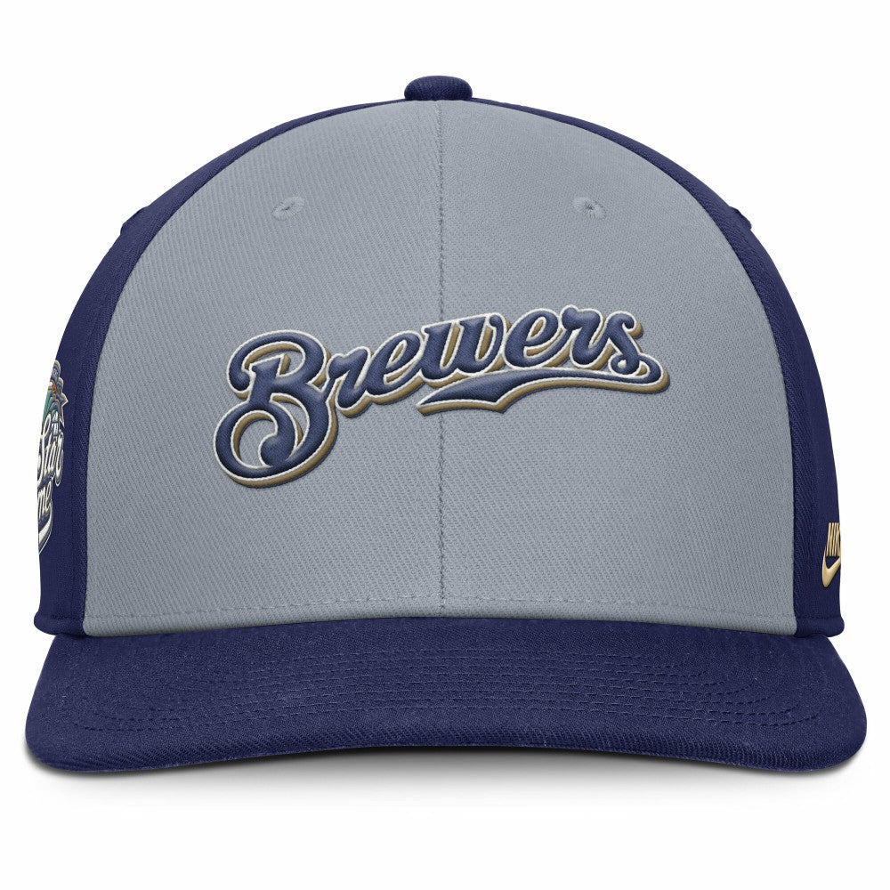 Milwaukee Brewers Pro Performance Snapback Hat - Gray/Navy | Nike