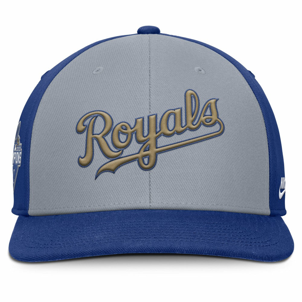 Kansas City Royals Pro Performance Snapback Hat - Gray/Royal | Nike