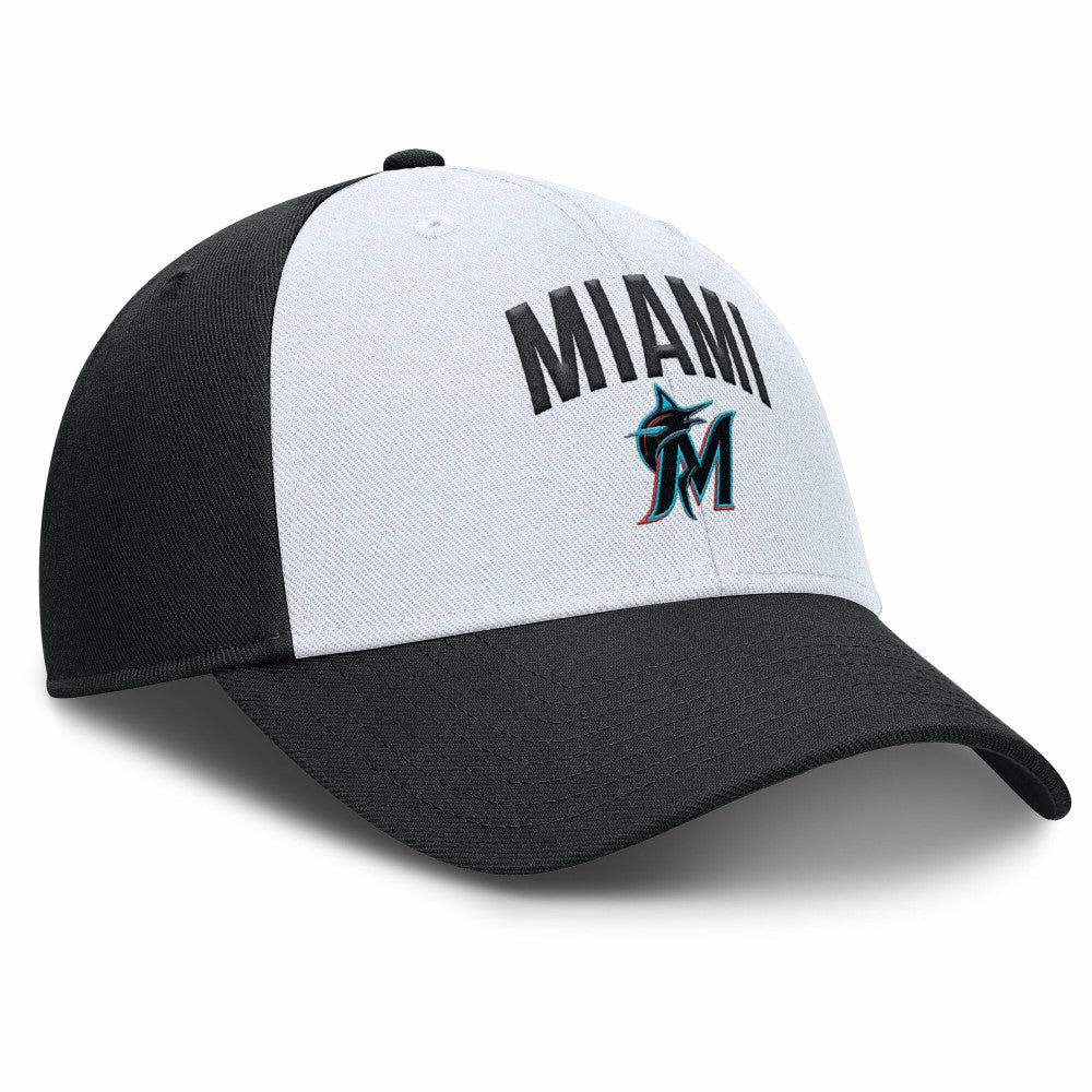 Miami Marlins Club Performance Adjustable Hat - White/Black | Nike