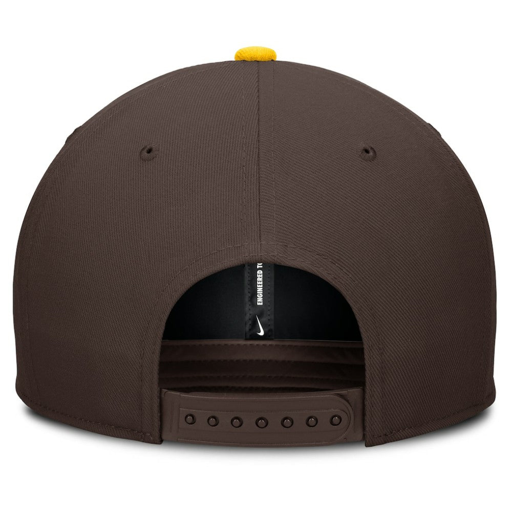 San Diego Padres Pro Performance Snapback Hat - Brown/Gold | Nike