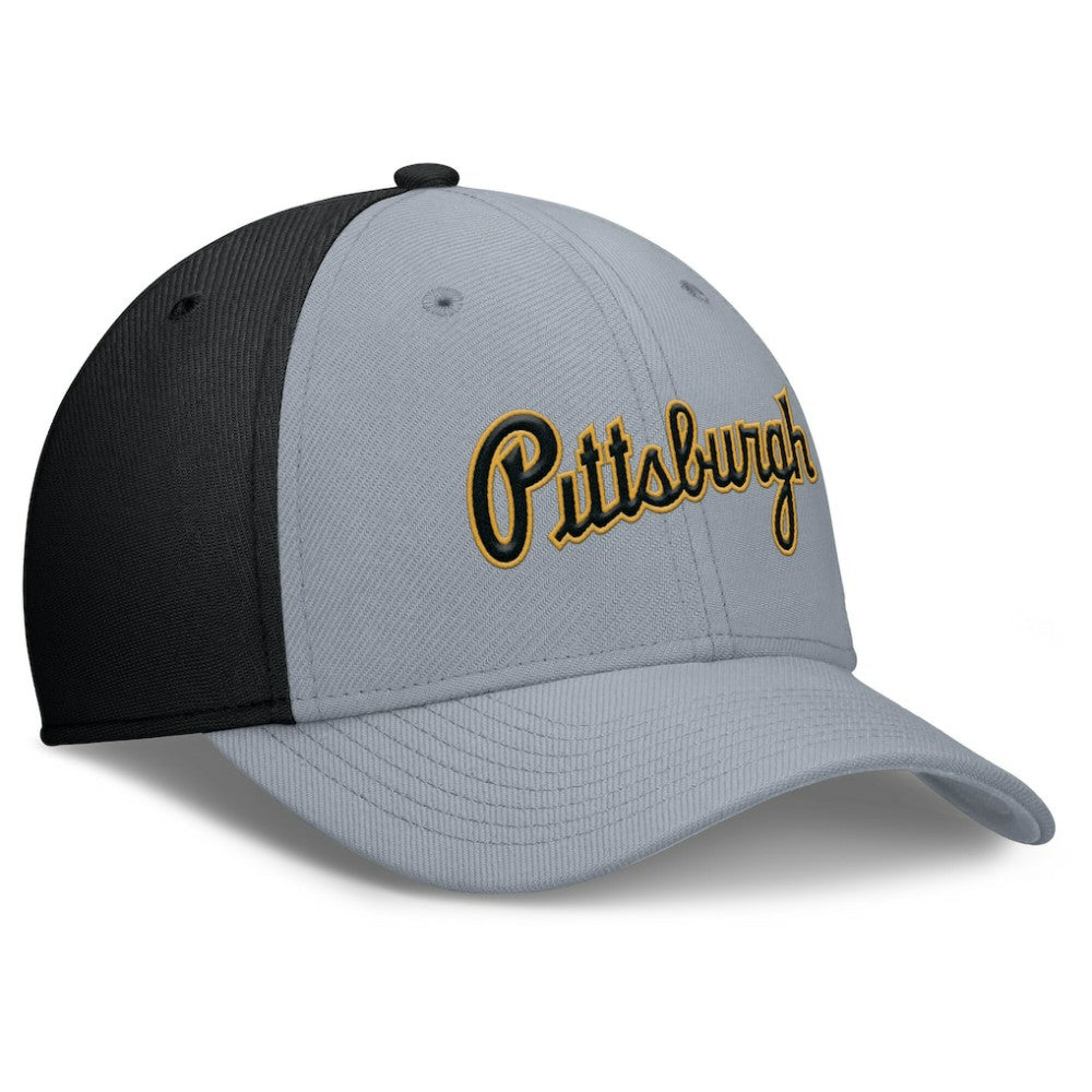 Pittsburgh Pirates Rise Swoosh Performance Flex Hat - Gray/Black | Nike