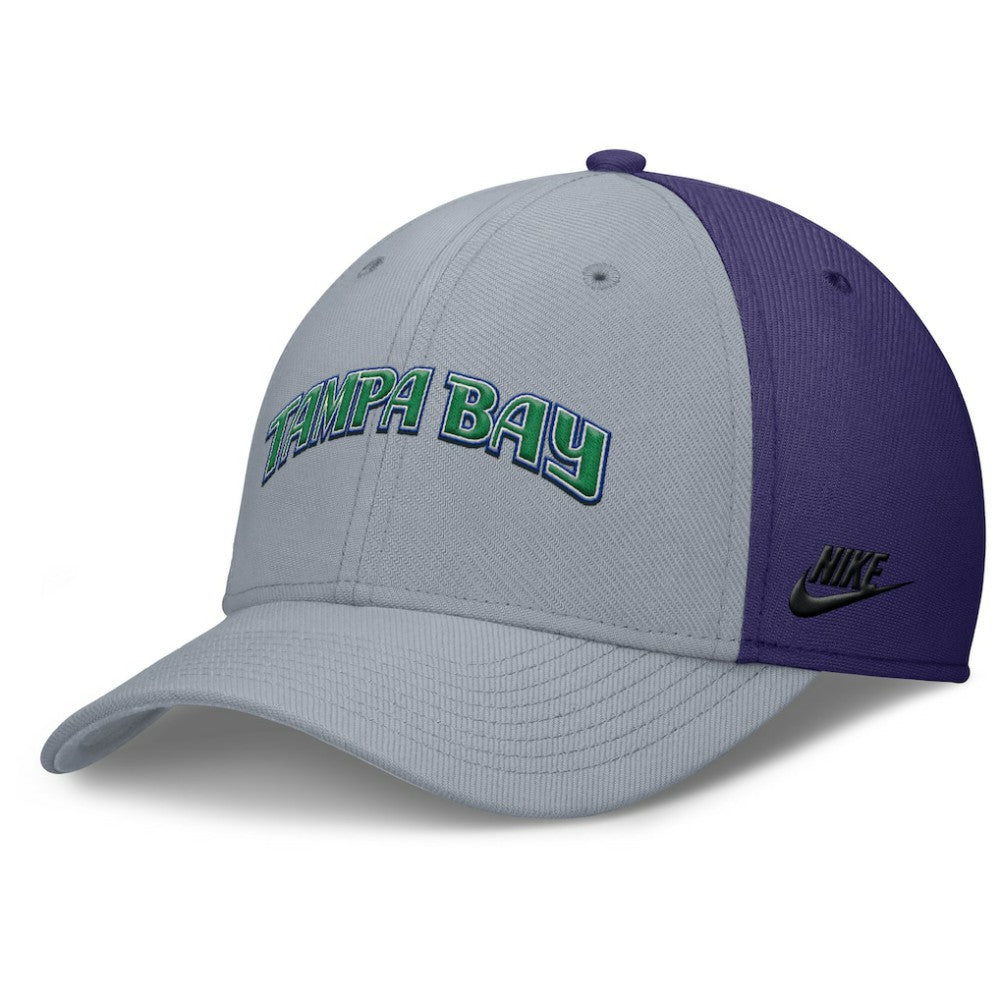 Tampa Bay Rays Rise Swoosh Performance Flex Hat - Gray/Purple | Nike