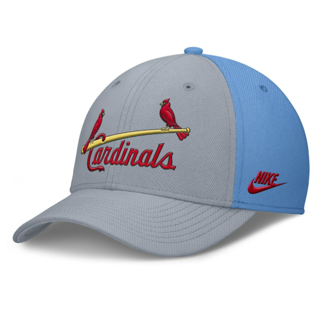 St. Louis Cardinals Rise Swoosh Performance Flex Hat - Gray/Light Blue | Nike