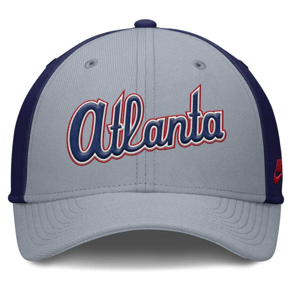 Atlanta Braves Rise Swoosh Performance Flex Hat - Gray/Navy | Nike