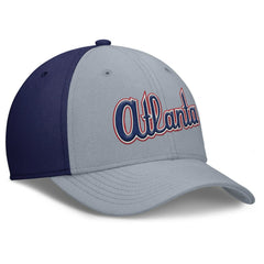 Atlanta Braves Rise Swoosh Performance Flex Hat - Gray/Navy | Nike