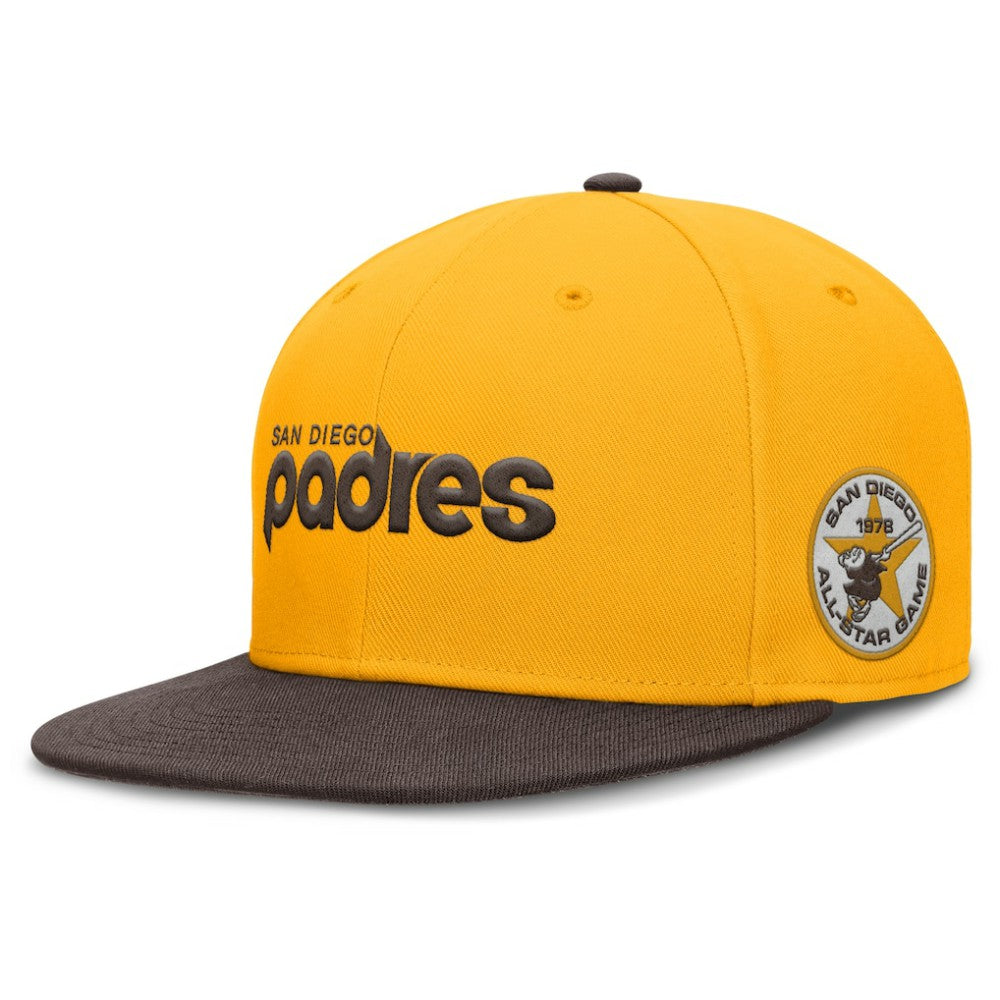 San Diego Padres Cooperstown Two-Tone Dri-FIT Round Bill True Fitted Hat - Gold | Nike