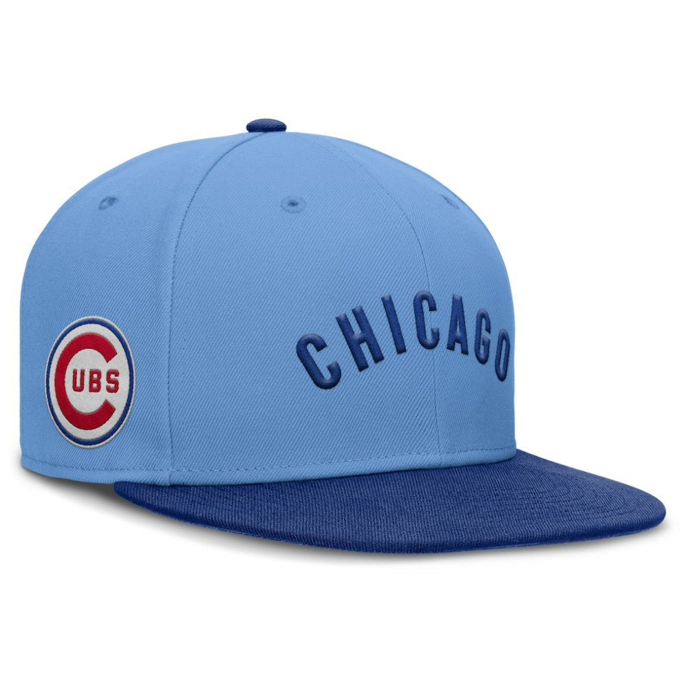 Chicago Cubs Cooperstown Two-Tone Dri-FIT Round Bill True Fitted Hat - Light Blue | Nike