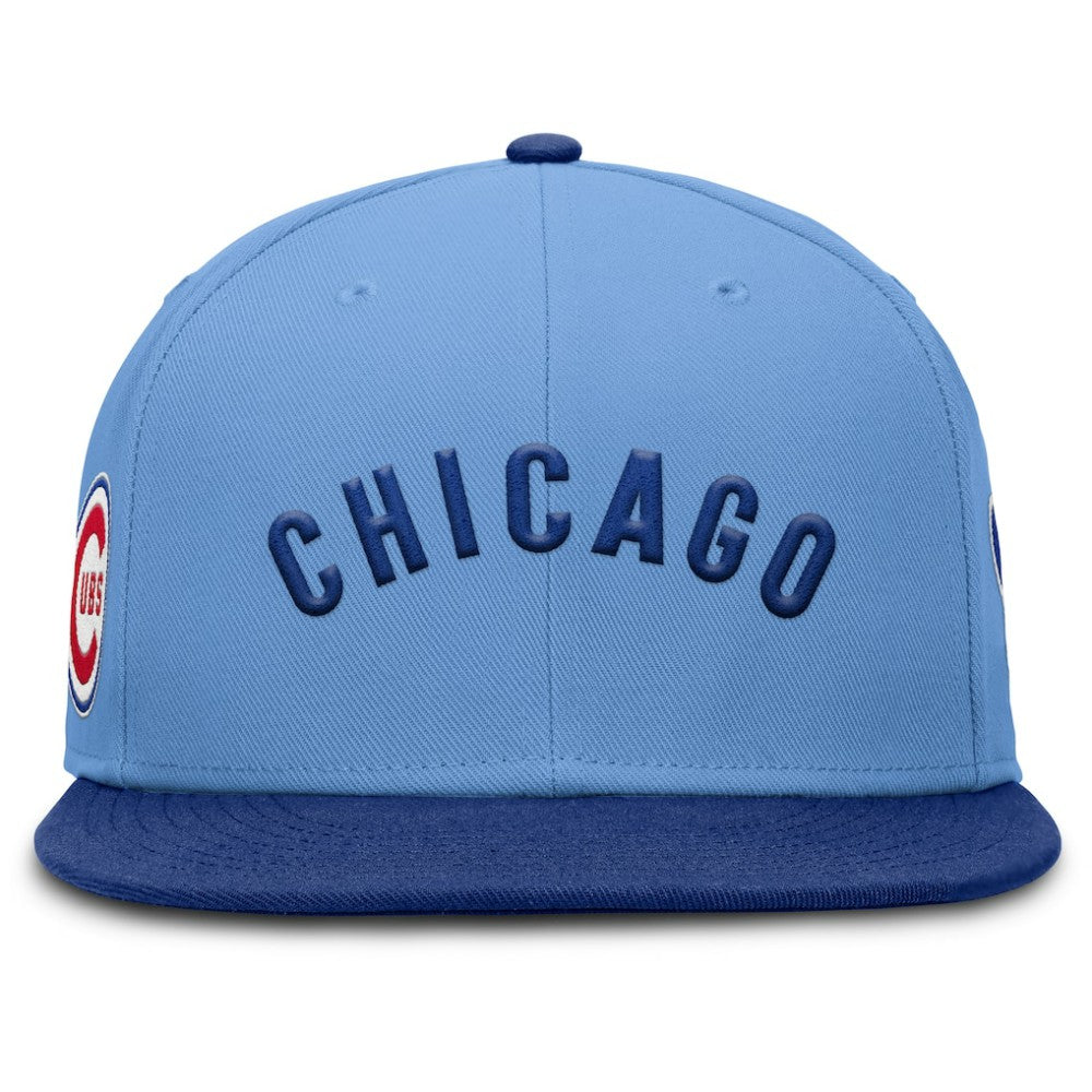 Chicago Cubs Cooperstown Two-Tone Dri-FIT Round Bill True Fitted Hat - Light Blue | Nike