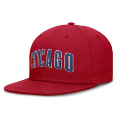 Chicago Cubs Wordmark Dri-FIT Round Bill True Fitted Hat - Red | Nike