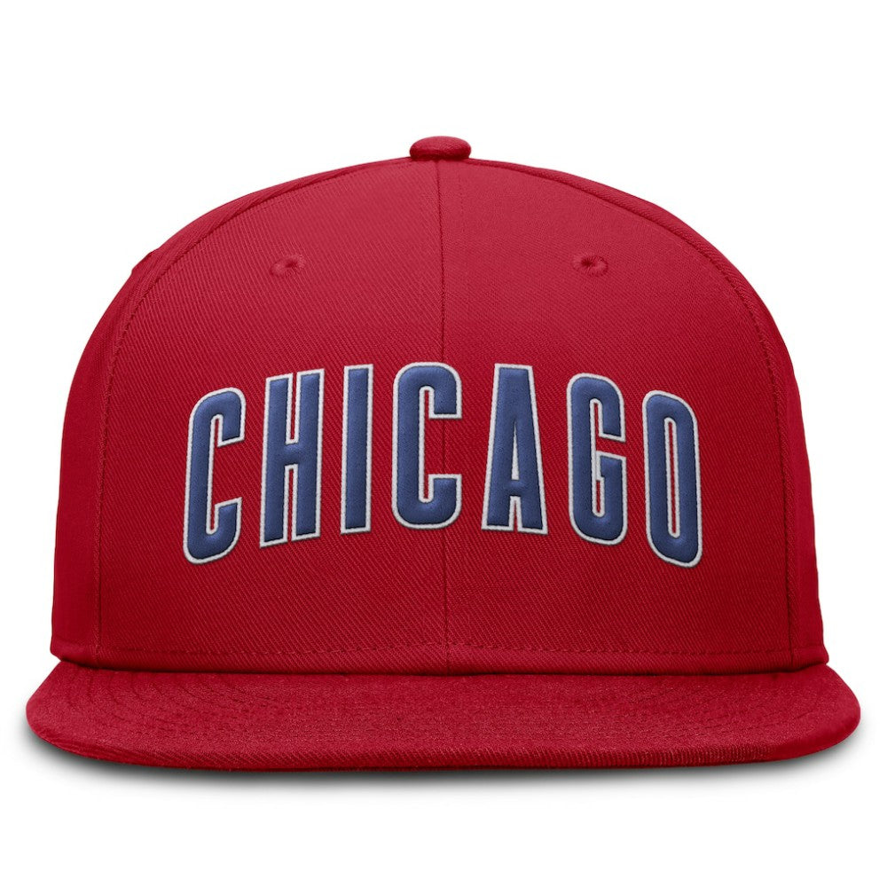 Chicago Cubs Wordmark Dri-FIT Round Bill True Fitted Hat - Red | Nike