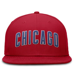 Chicago Cubs Wordmark Dri-FIT Round Bill True Fitted Hat - Red | Nike