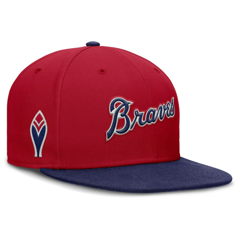 Atlanta Braves Cooperstown Two-Tone Dri-FIT Round Bill True Fitted Hat - Red | Nike