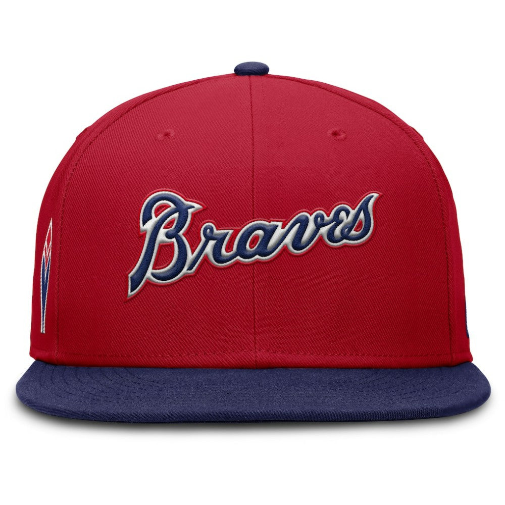 Atlanta Braves Cooperstown Two-Tone Dri-FIT Round Bill True Fitted Hat - Red | Nike