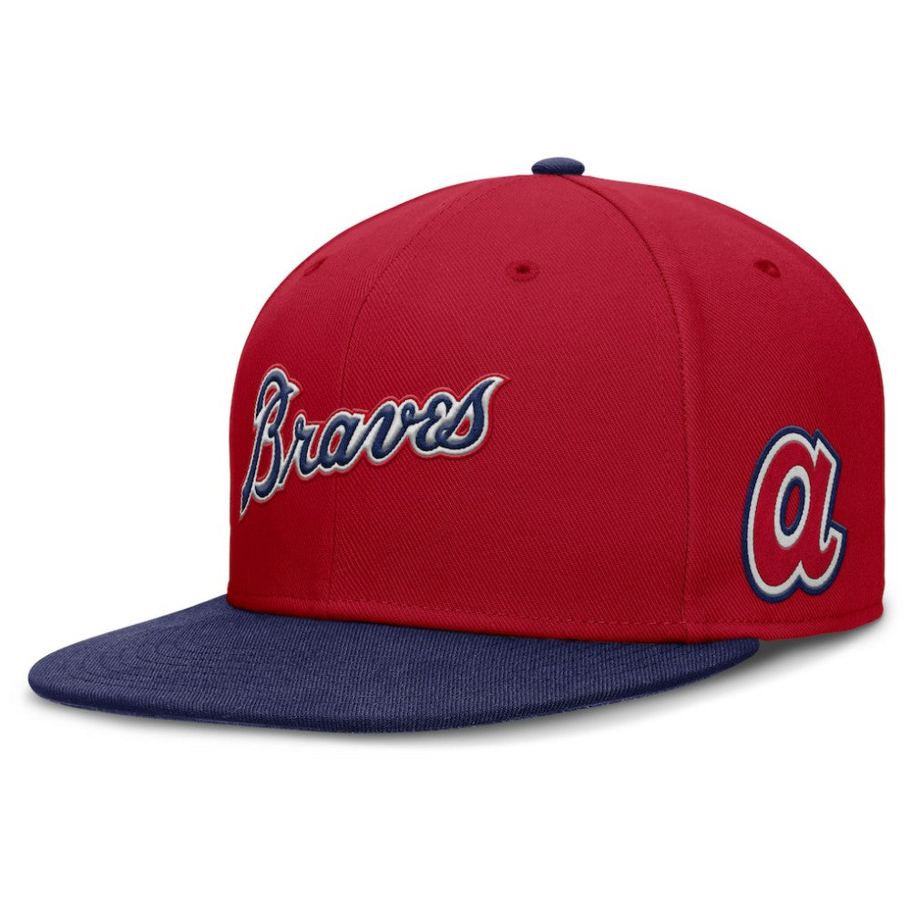Atlanta Braves Cooperstown Two-Tone Dri-FIT Round Bill True Fitted Hat - Red | Nike